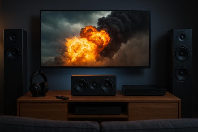 5 Must-Have Movie Home Setup Items for An Immersive Experience Home theater essentials including projector, surround sound, recliner, LED lights, popcorn machine