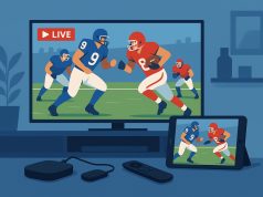 Mobile devices streaming an NFL football game, highlighting new ways fans watch live sports