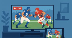 Mobile devices streaming an NFL football game, highlighting new ways fans watch live sports