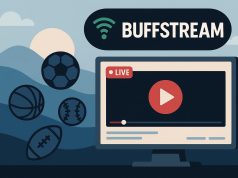 Buffstream sports streaming platform interface displaying live sports matches and streaming options