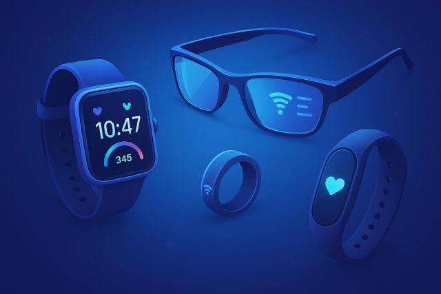 The Future of Wearable Tech: How Smart Devices Are Transforming Everyday Experiences Smartwatch and fitness tracker displaying health metrics, symbolizing wearable technology innovation