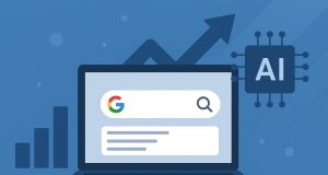 Abstract graphic illustrating AI algorithms optimizing search results beyond Google visibility