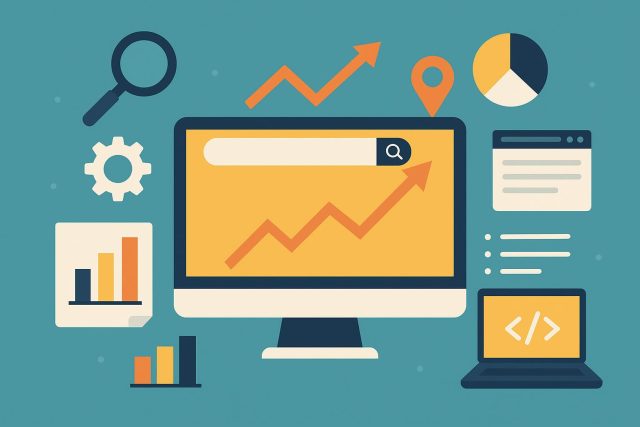Why Online Visibility Matters: Search Engine Optimisation Services Sydney Businesses Should Consider Sydney skyline with digital marketing icons highlighting search engine optimisation for businesses