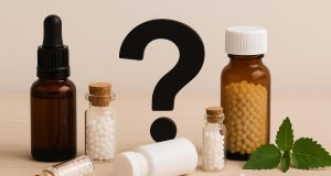 Homeopathic remedies and products displayed on a pharmacy shelf for consumer selection