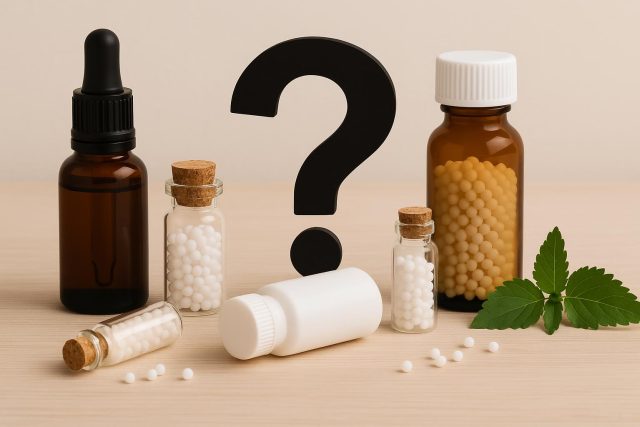 Questions to Ask Before Choosing Products From a Homeopathic Pharmacy Homeopathic remedies and products displayed on a pharmacy shelf for consumer selection