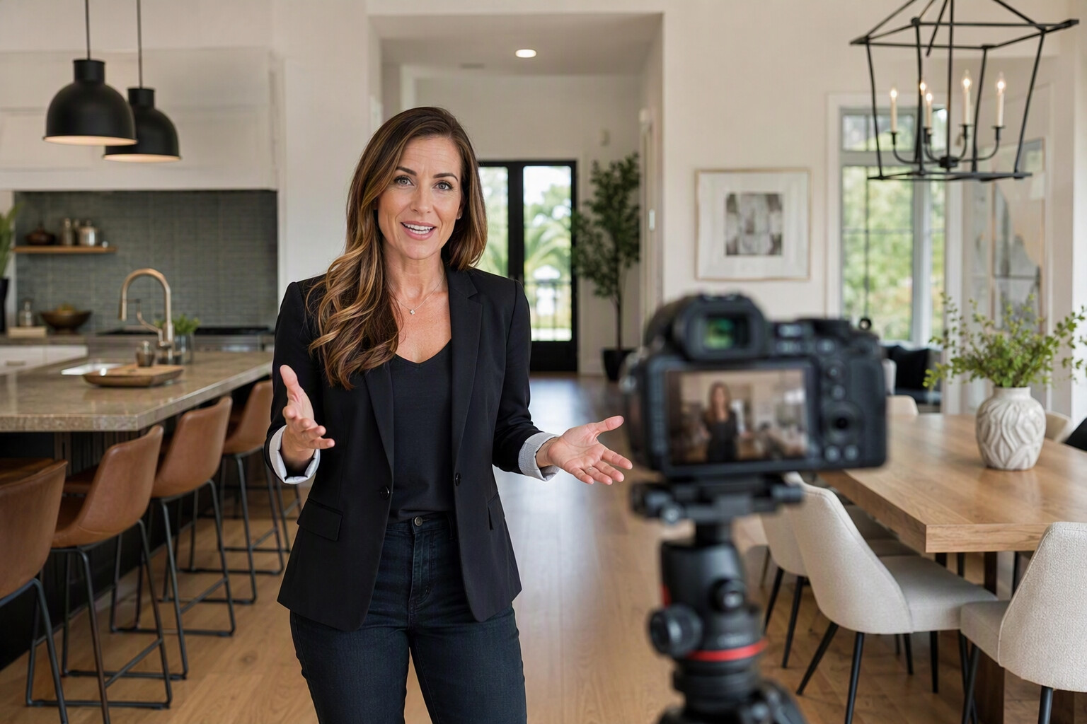 Agent filming property video tour