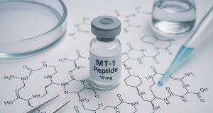Laboratory equipment and MT-1 peptide samples used in scientific research and evaluation studies