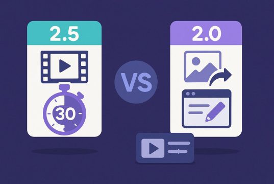 Seedance 2.5 and 2.0 comparison showcasing 30-second video, references, and editing features