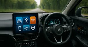 Dashboard display highlighting advanced car technology features in a modern vehicle interior