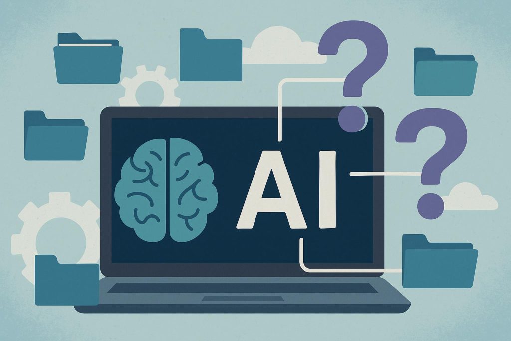 Open-source AI model comparison with neural network graphics and decision-making icons