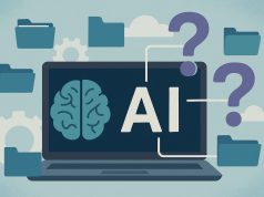 Open-source AI model comparison with neural network graphics and decision-making icons