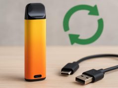 Rechargeable disposable vape design highlighting USB charging port and modern vaping device