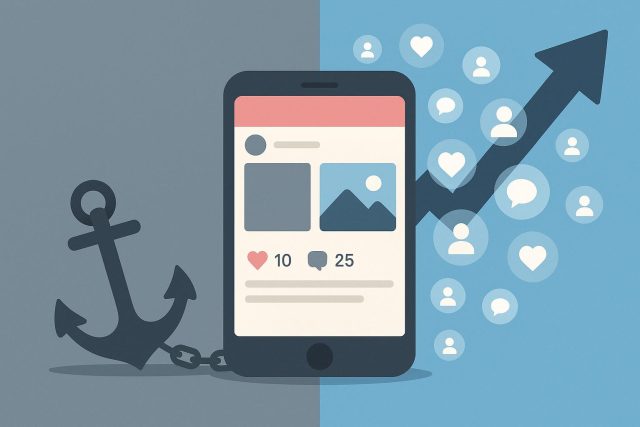 Why Your Social Media Presence Feels Stuck — And How FollowService24 Solves It Social media analytics dashboard illustrating growth strategies with FollowService24 branding