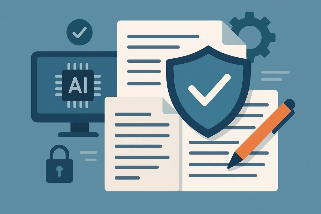 Digital shield protecting company content standards amid widespread AI-generated writing