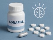 Adrafinil supplement capsules emphasizing wakefulness, energy, and cognitive support benefits