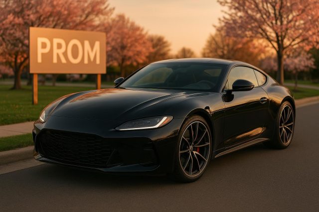 Important Reasons to Rent the Best Cars for Prom Luxury car decorated for prom night parked outside a formal venue with elegant lighting