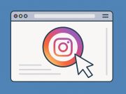 Instagram story interface displayed on a computer screen with a web browser address bar visible