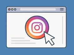 Instagram story interface displayed on a computer screen with a web browser address bar visible