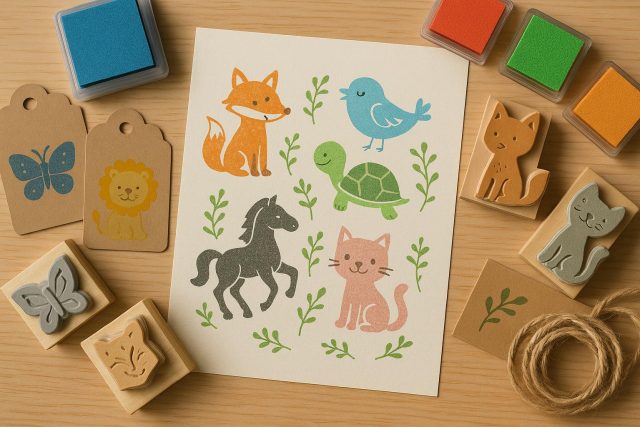 7 Creative Ways Animal Stamps Bring Craft Projects to Life Colorful animal stamps decorating homemade craft cards and scrapbook pages for creative projects