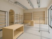 Modern retail space with adaptable layouts showcasing flexible store setups for brand growth