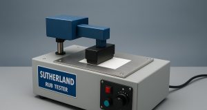 Sutherland Rub Tester machine in operation for advanced quality control in manufacturing