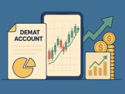 Opening a Demat Account Online? What Happens From Application to Activation? Stock market chart and smartphone displaying demat account dashboard for online trading