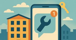 Mobile app screen showing maintenance request interface for tenants and landlords communication