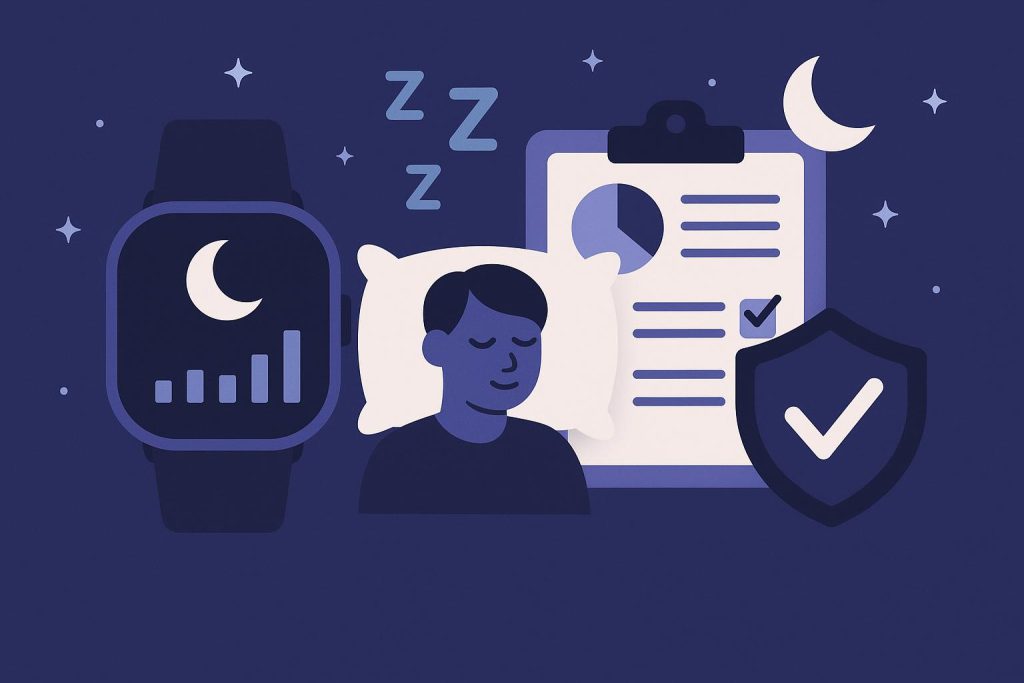Sleep wearable device displaying tracking data and features for evaluating sleep health benefits