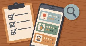 Smartphone displaying alcohol tracking app interface with drink logs and progress chart