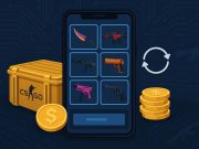 CS2 skin trading and case opening on mobile browser interface, highlighting gaming trend shift