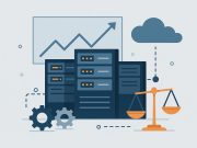 Cloud servers and network hardware illustrating outsourced IT infrastructure management