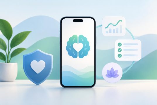 Digital tools monitoring health data, representing management of health anxiety with technology