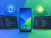 Building for Mobile: Why Your App Needs Both Mobile and Native Android Developers Smartphone with app icons and Android logo illustrating mobile and native app development