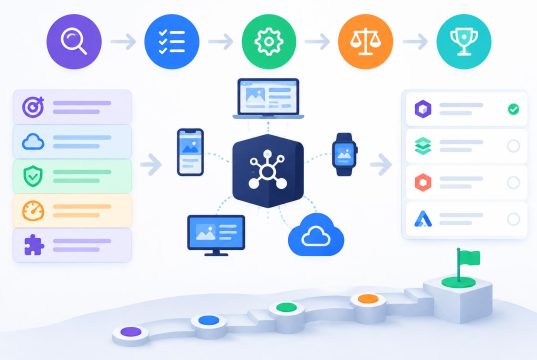 Modern headless CMS dashboard with content workflow and integration tools illustrated