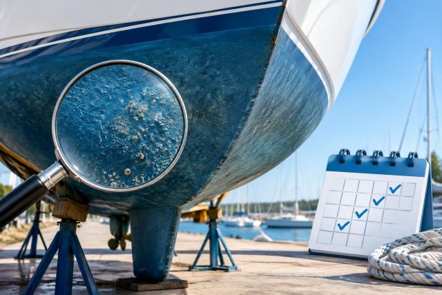 How Often Should You Inspect Your Boat Hull? A Practical Schedule Boat hull being inspected for maintenance, emphasizing regular checks for safety and performance